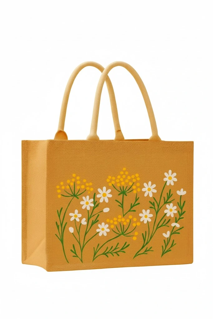 Meadow Bloom Jute Tote