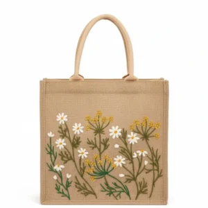 Wildflower Bloom Jute Tote